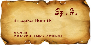 Sztupka Henrik névjegykártya